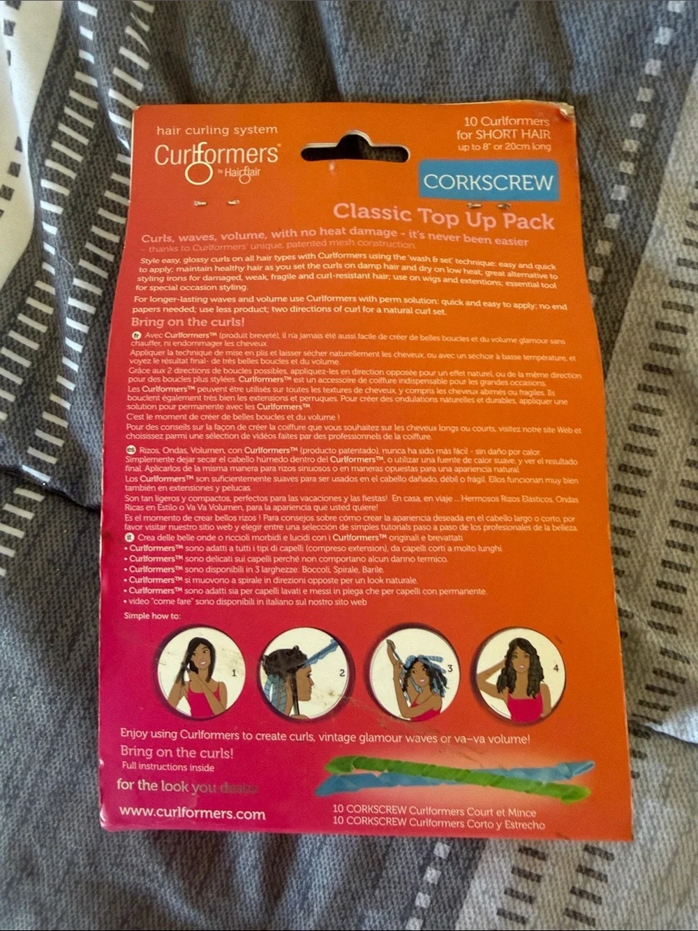Curlformers Corkscrew Hair Curlers - Orange Pink Packaging 10 pk